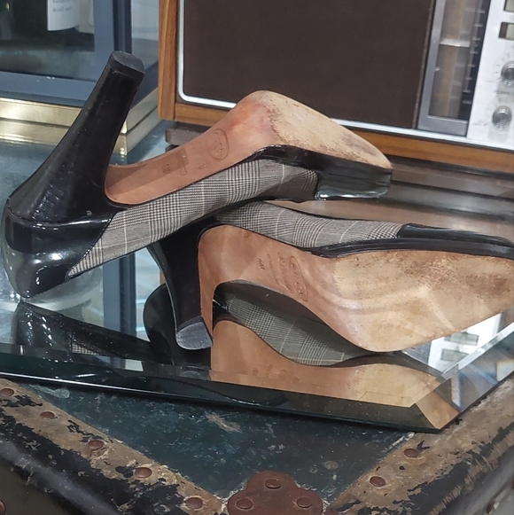 Joan & David Pump Plaid Bessete Black Patent Leather Women Heels Sz 6M - Picture 6 of 11